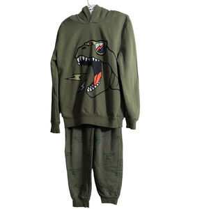 Dinosaur Graphic Hoodie and Pants Set